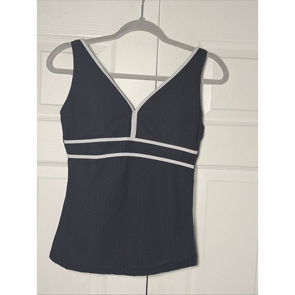 Nip Tuck Swim Textured Tankini Top Womens Size 8 Black White Honeycomb Swim‎